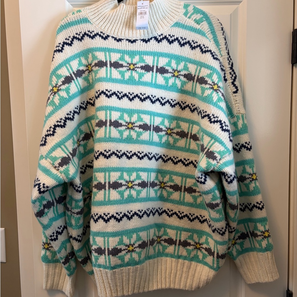 NWT American Eagle Outfitters Oversized Fair Isle Mock Neck sweater